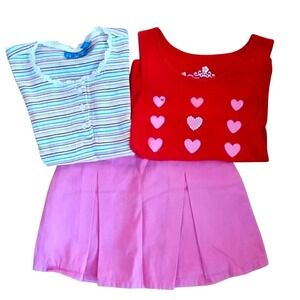 Childrens Place Girls 3 Piece Bundle- 2 Shirts and‎ 1 Pink Skort Size 5